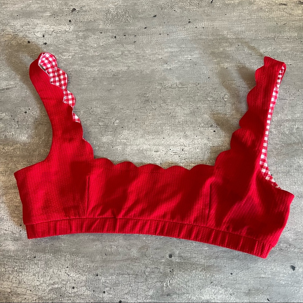 Marysia Mini Palm Spring Top, Bikini Top, red outside, red/white plaid inside